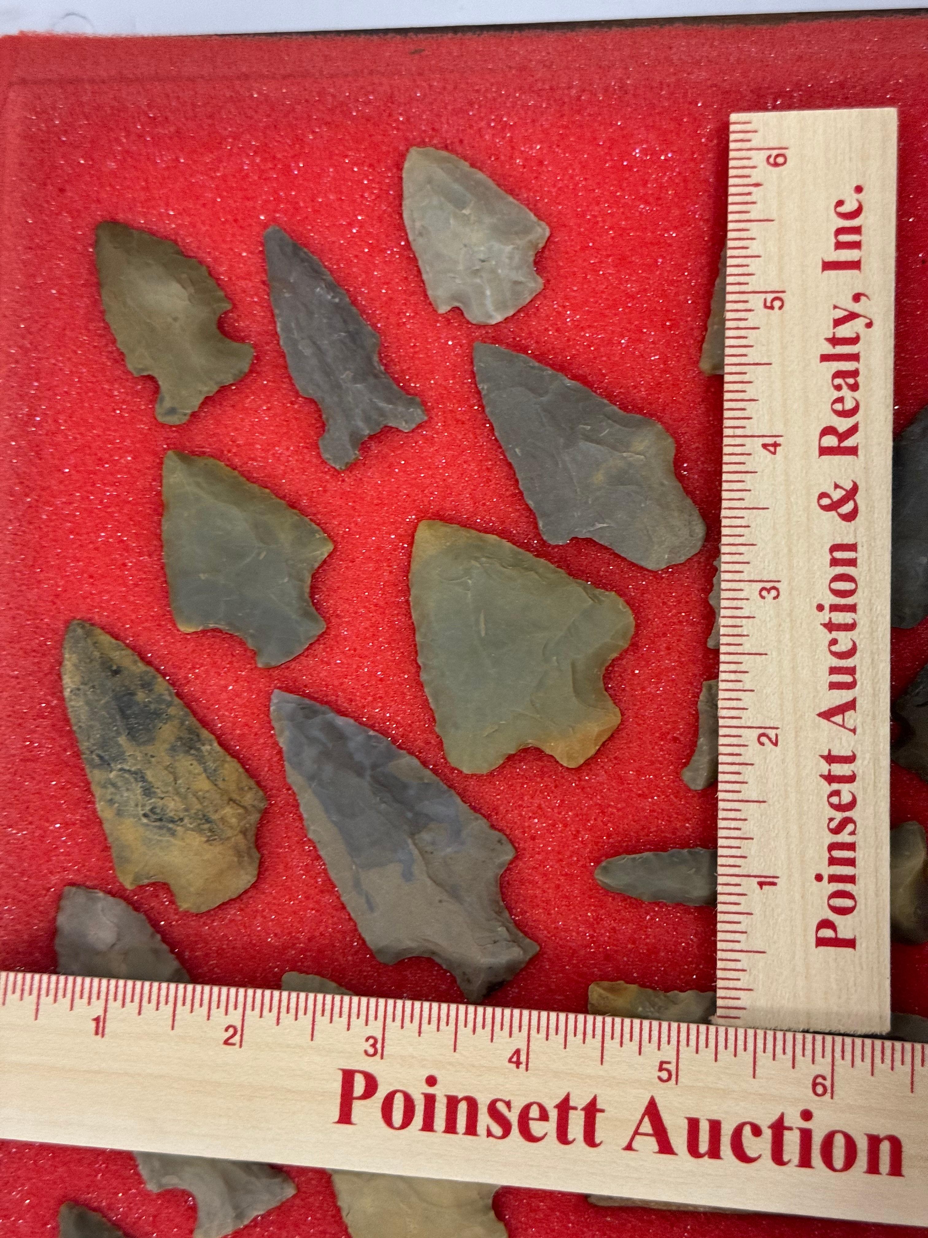 49pc. Curated Ancient Native American Projectile Point Cased Display from North Alabama