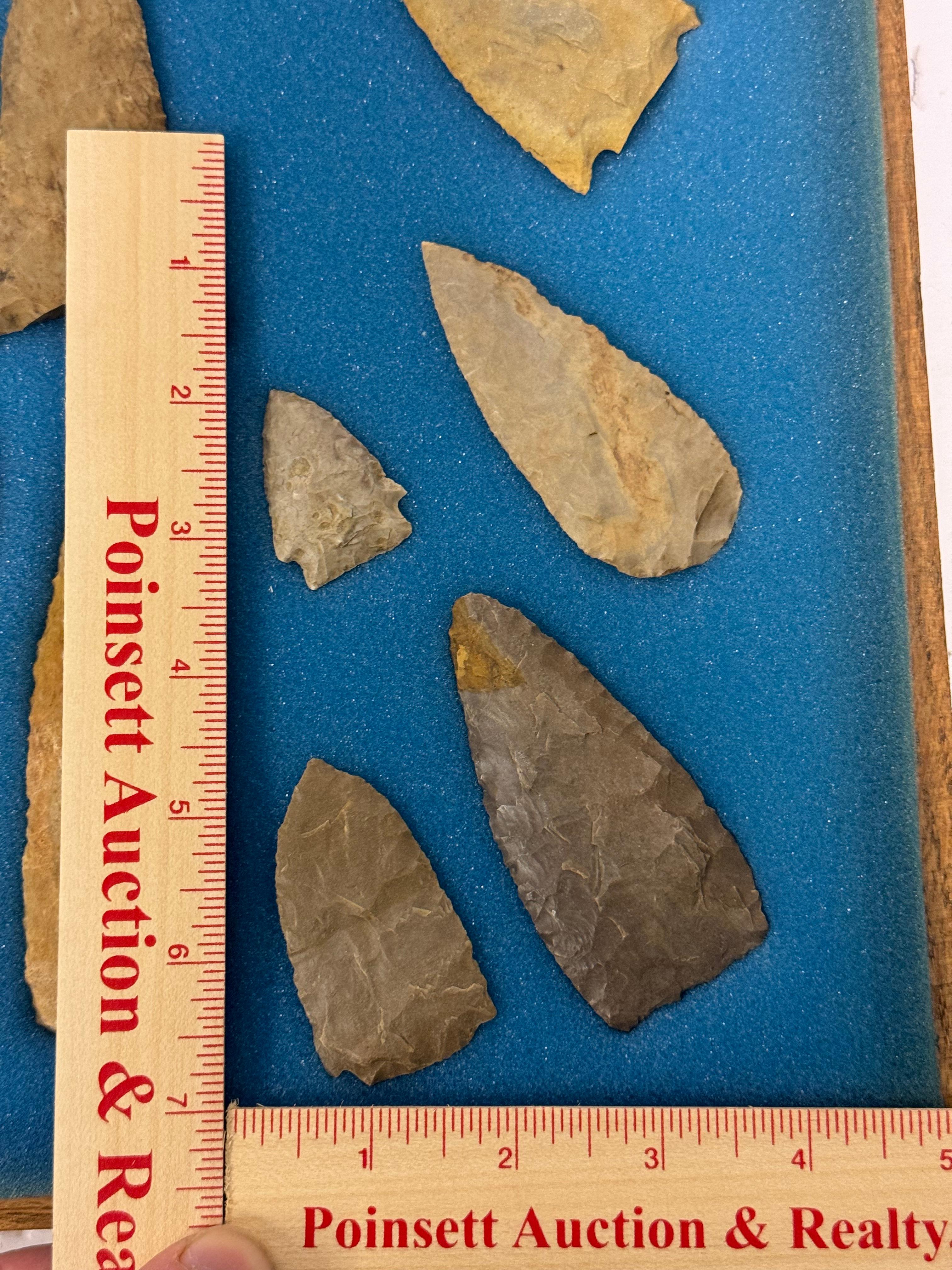 20pc. Curated Ancient Native American Projectile Point Cased Display from North Alabama