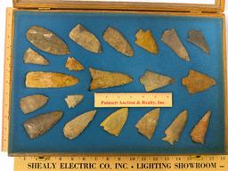20pc. Curated Ancient Native American Projectile Point Cased Display from North Alabama