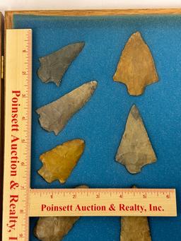 20pc. Curated Ancient Native American Projectile Point Cased Display from North Alabama