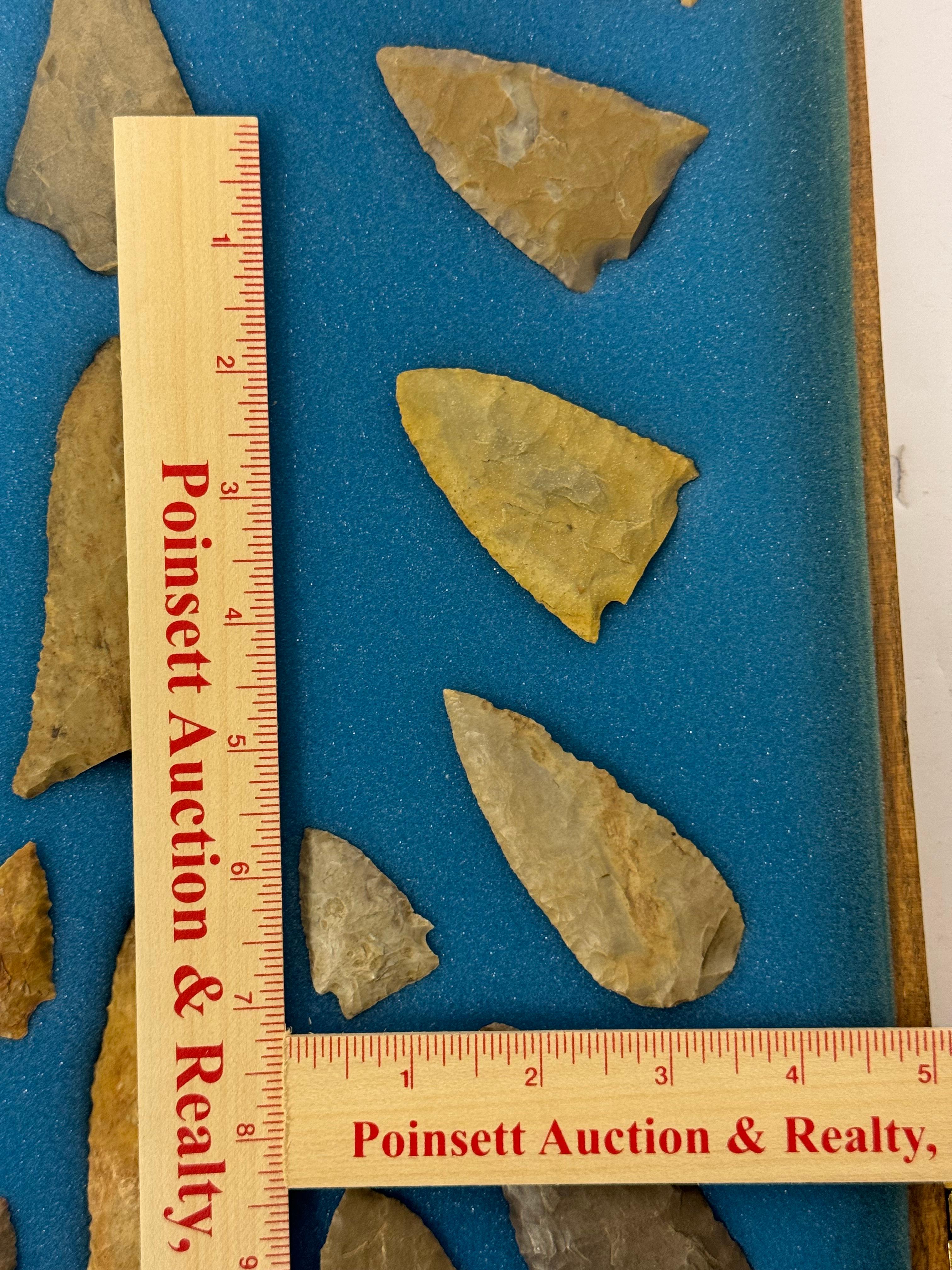 20pc. Curated Ancient Native American Projectile Point Cased Display from North Alabama