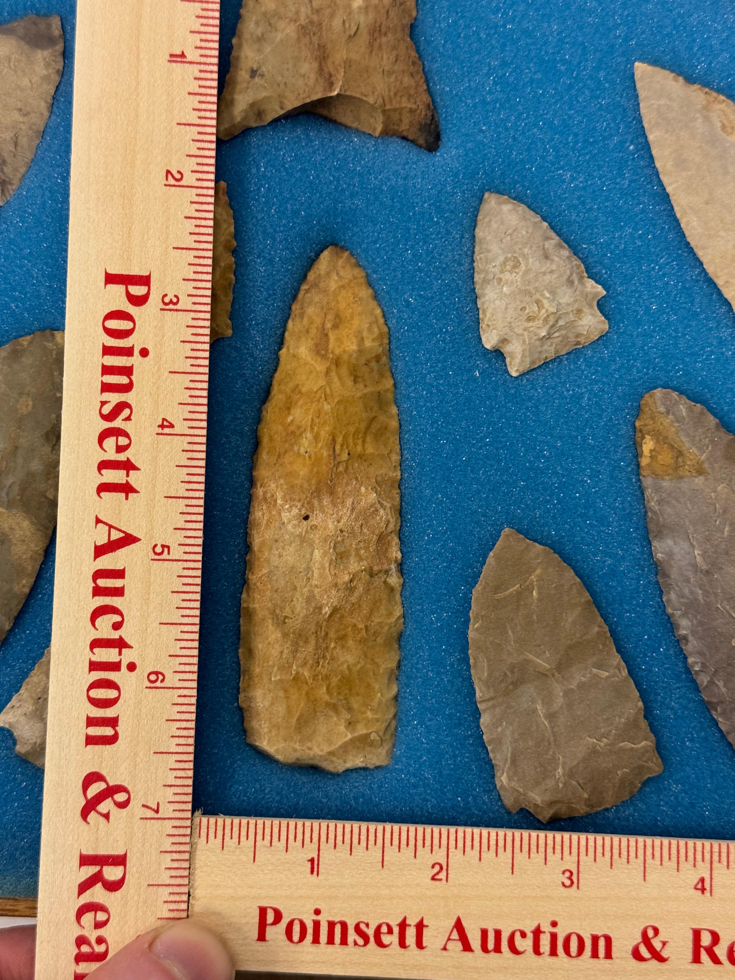 20pc. Curated Ancient Native American Projectile Point Cased Display from North Alabama