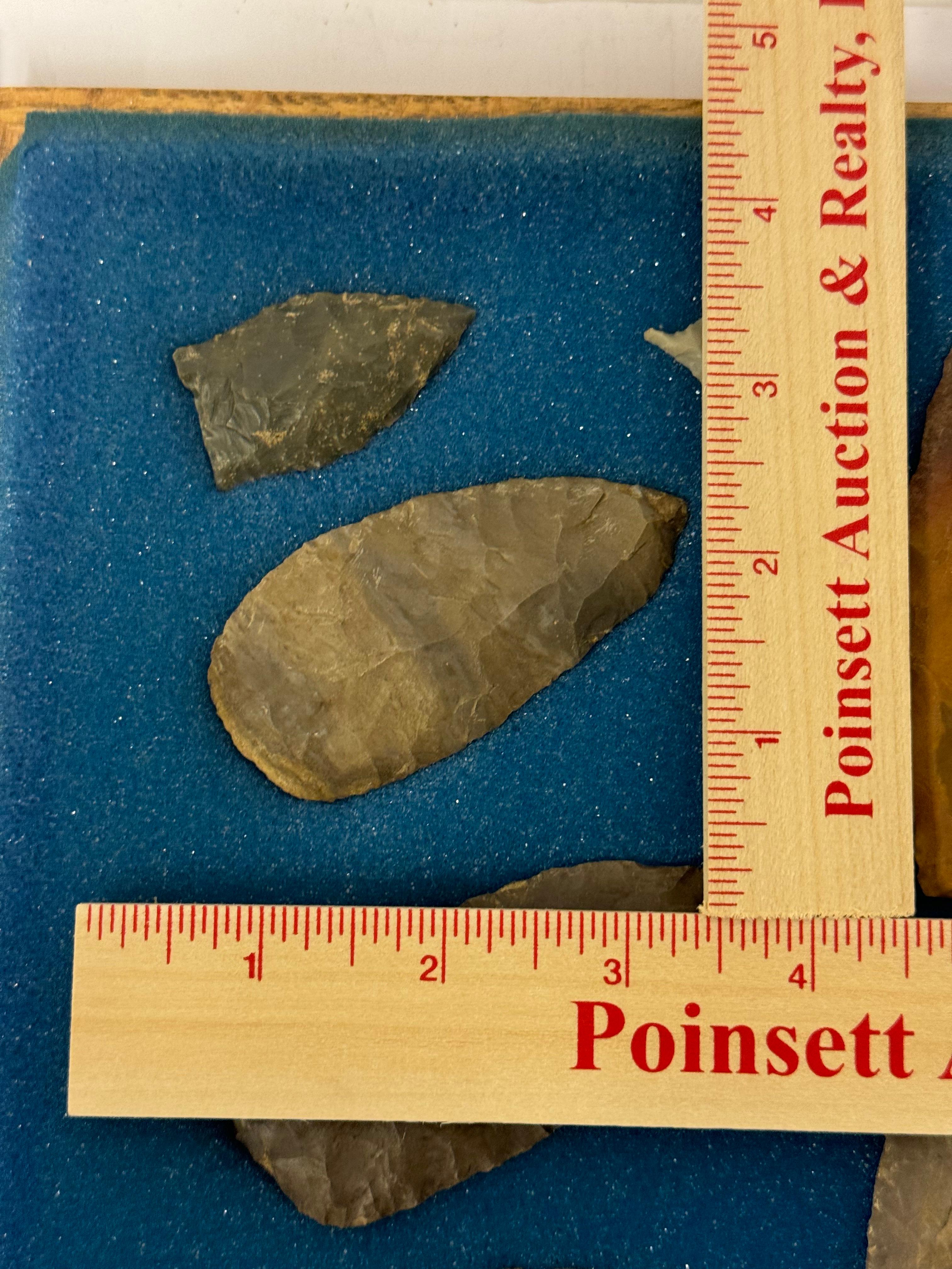 33pc. Curated Ancient Native American Projectile Point Cased Display from North Alabama