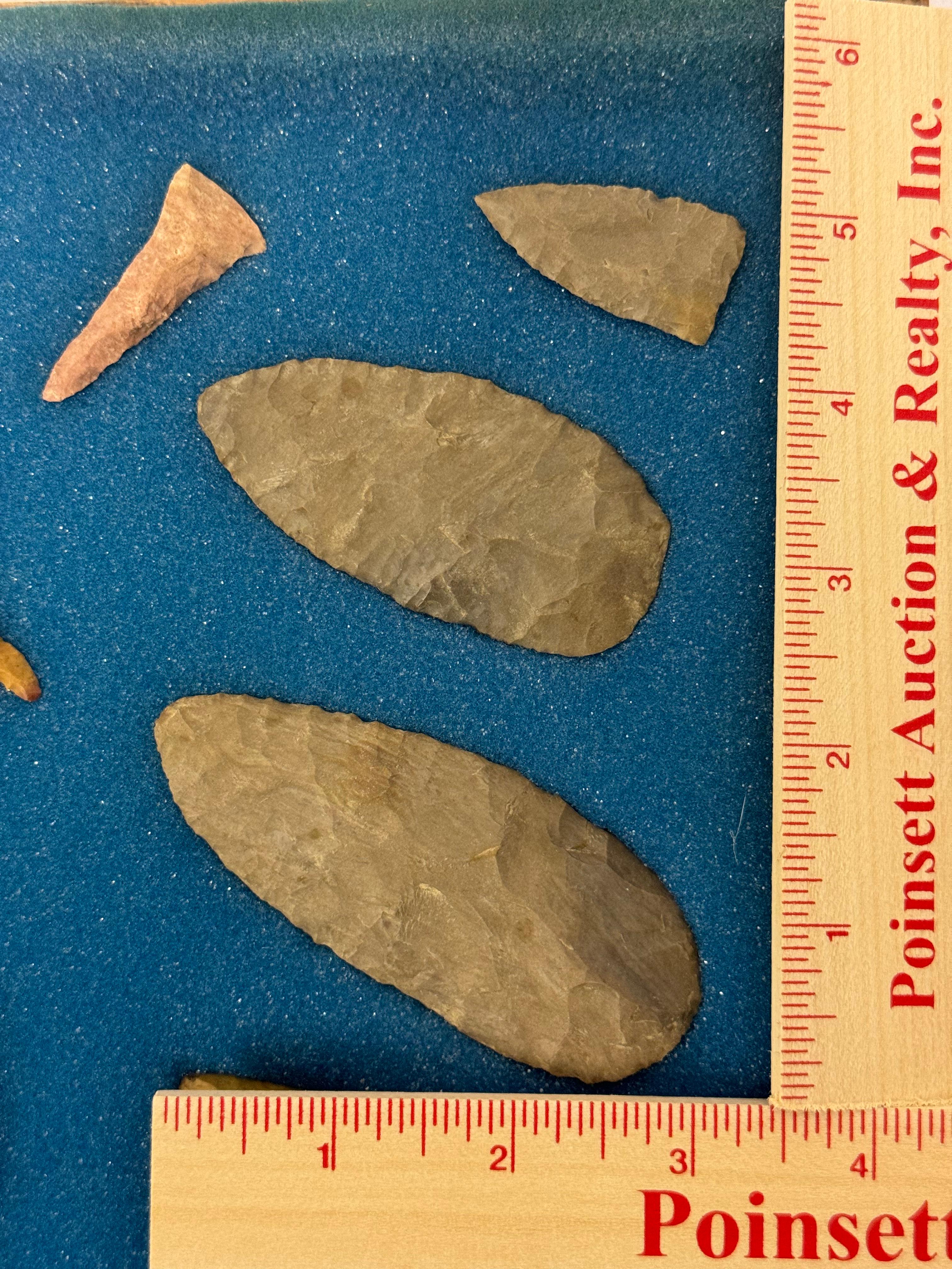 33pc. Curated Ancient Native American Projectile Point Cased Display from North Alabama