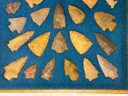 33pc. Curated Ancient Native American Projectile Point Cased Display from North Alabama