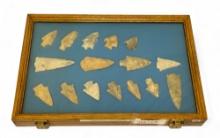 16pc. Curated Ancient Native American Tallahatta Quartzite Projectile Point Display from S. Alabama