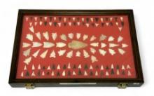 119pc. Curated Ancient Native American Projectile Point Cased Display from Elmore Co. Alabama