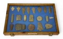 20pc. Curated Ancient Native American Artifacts Cased Display from Alabama