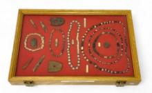 19pc. Curated Ancient Native American Trade, Ceremonial & Ritual Artifacts Cased Display from AL.