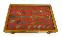 54pc. Curated Ancient Native American Projectile Point Cased Display from North Alabama
