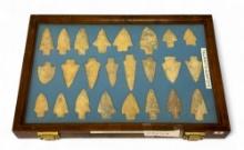 24pc. Curated Ancient Native American Tallahatta Quartzite Projectile Point Display from S. Alabama