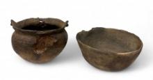 (2) Ancient Native Clay Pottery Vessels