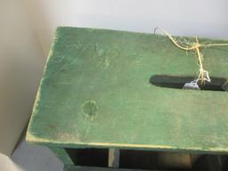 Vintage Green Painted Tool Caddy Stool