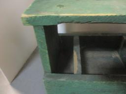 Vintage Green Painted Tool Caddy Stool