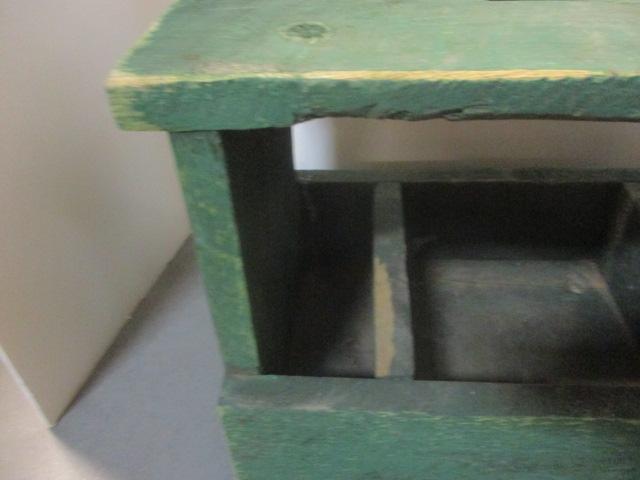 Vintage Green Painted Tool Caddy Stool