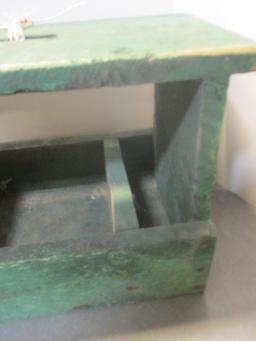 Vintage Green Painted Tool Caddy Stool