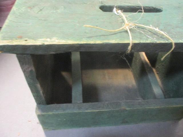 Vintage Green Painted Tool Caddy Stool