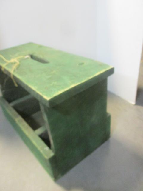 Vintage Green Painted Tool Caddy Stool
