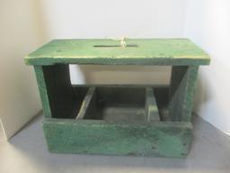 Vintage Green Painted Tool Caddy Stool