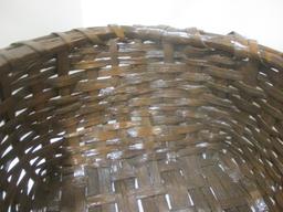 Vintage Large Brown Gathering Basket and Small Split Oak Handle Basket