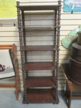 Vintage 6-Shelf Wood Spool Etagere