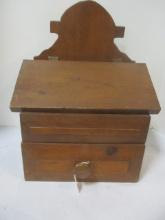 Large Vintage Wood Recipe Box with Drawer
