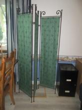 3 Panel Wrought Iron Folding Screen with Fabric Panels