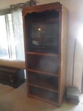 Wood Bookcase with 4 Adjustable Shelves