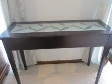 Wood Console Table with Stained Glass Style Panels