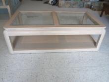 Tiered Hammary Pickled Finish Coffee Table with Beveled Glass Top
