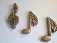 Midcentury Gold Music Note Wall Plaques