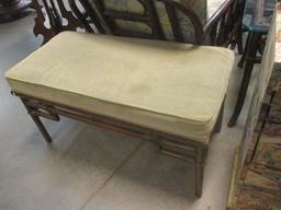 Pair of Ratan Benches with Velour Seats
