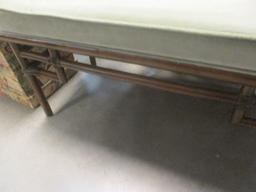 Pair of Ratan Benches with Velour Seats