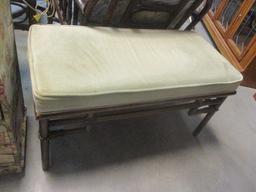 Pair of Ratan Benches with Velour Seats