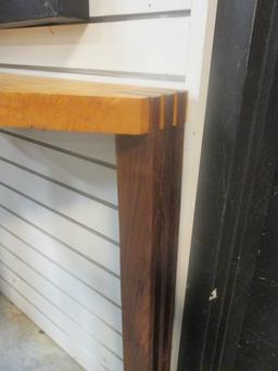 Handcrafted 2 Tone Wood Artisan Console Foyer Table