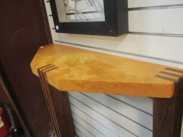Handcrafted 2 Tone Wood Artisan Console Foyer Table