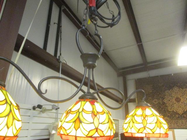 3-Light Stained Glass Style Chandelier
