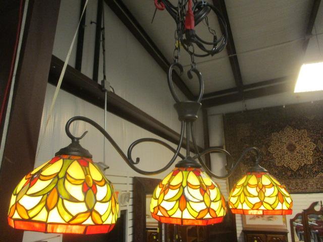 3-Light Stained Glass Style Chandelier