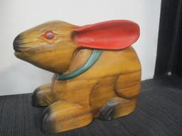 Hand Carved Wooden Rabbit Statue