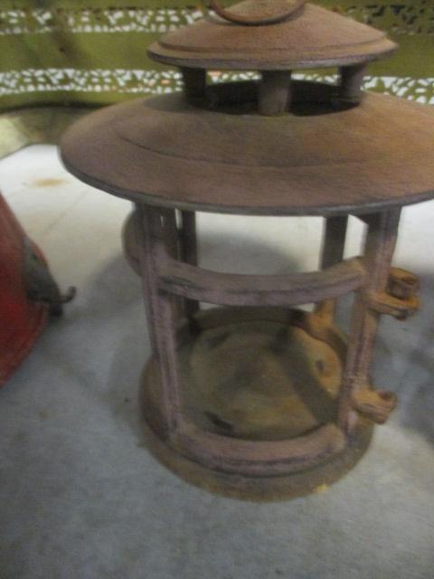 Pair of Cast Metal Pillar Candle Lanterns