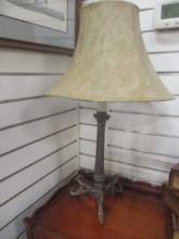 Patina Finish Cast Iron Candlestick Table Lamp