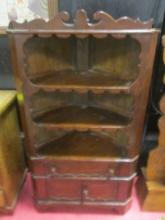 Vintage Handmade Miniature Wooden Corner Hutch
