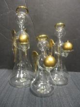 3 Soffieria Parise Blown Glass Gilded Wing/Halo Angels