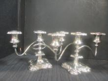 Pair of Silverplated 3-Light Candelabras