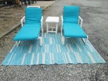 PVC Loungers, Side Table and Indoor/Outdoor Rug