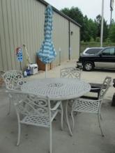 Garden Treasures Patio Set, Umbrella Stand and Umbrella