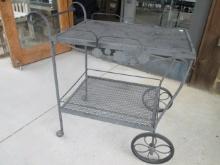Black Metal Mesh Tea Cart
