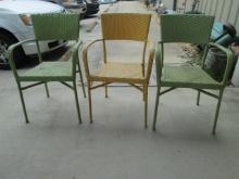 Three Pier 1 Woven Resin Stacking Chairs