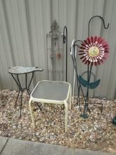 Patio Side Tables, Shepherd Hooks, Trellis, Wind Spinner