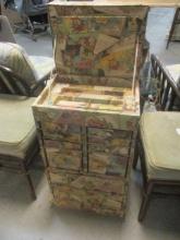 Fabric Covered Dome Top Jewelry Armoire